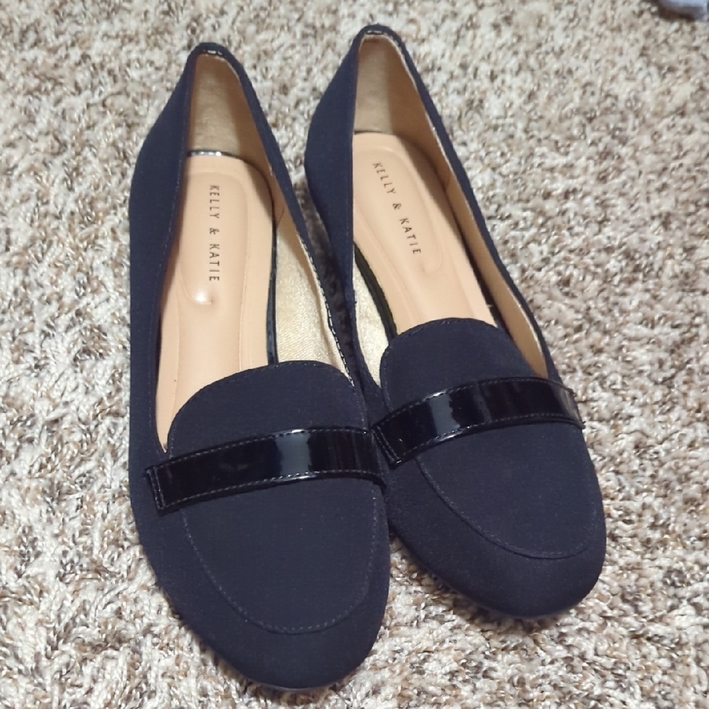Kelly & Katie Black Flats with Elegant Bow Detail